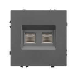 Механизм сдвоенной телефонной розетки SCT-NOBE-MTL2-SFPL-GR (RJ-11, 4C) (Arlight, Серый базальт) 054311