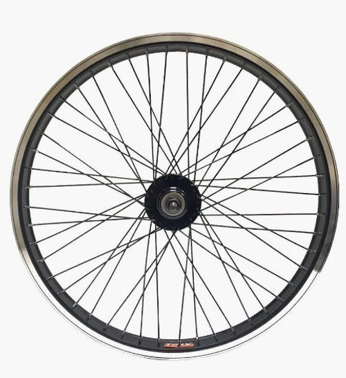 Колесо заднее 20" TRIX BMX алюминиевый, одинарный, 48H, фрезерованный, индикатор износа, 406х25,6/32х15.2мм, A/V, анодированный, черный, втулка алюминиевая, под трещотку, гайки, черная, спица черная