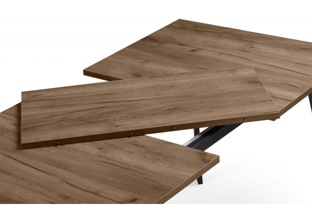 Стол деревянный Woodville Кортни 117 (157) x 77 дуб крафт табачный, черный матовый, ножки черные