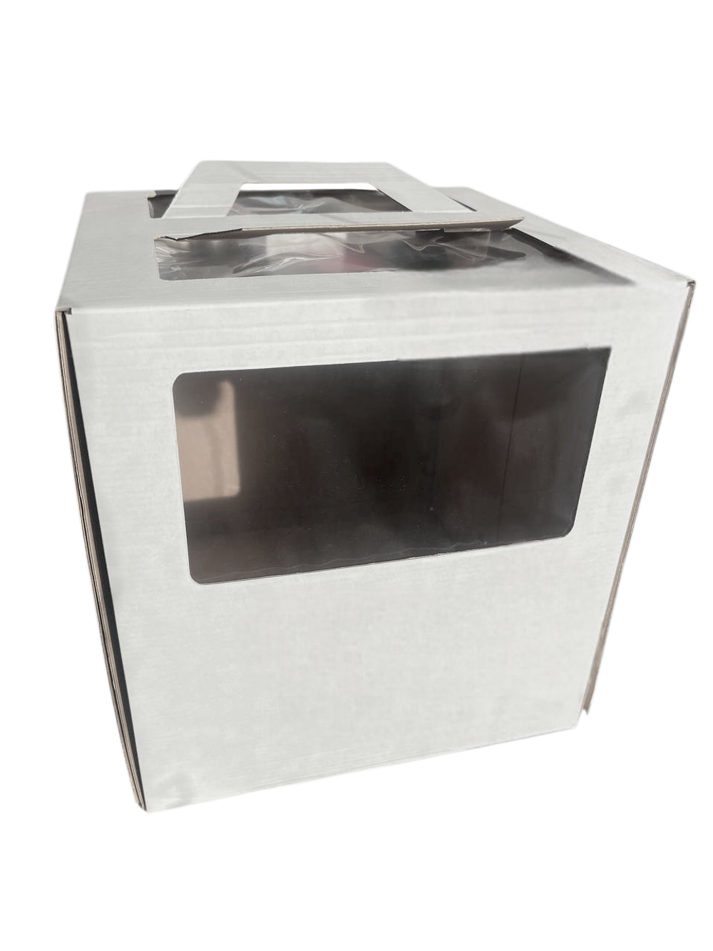 Коробка для торта 28х28х30 с окошком и ручками (Белый)