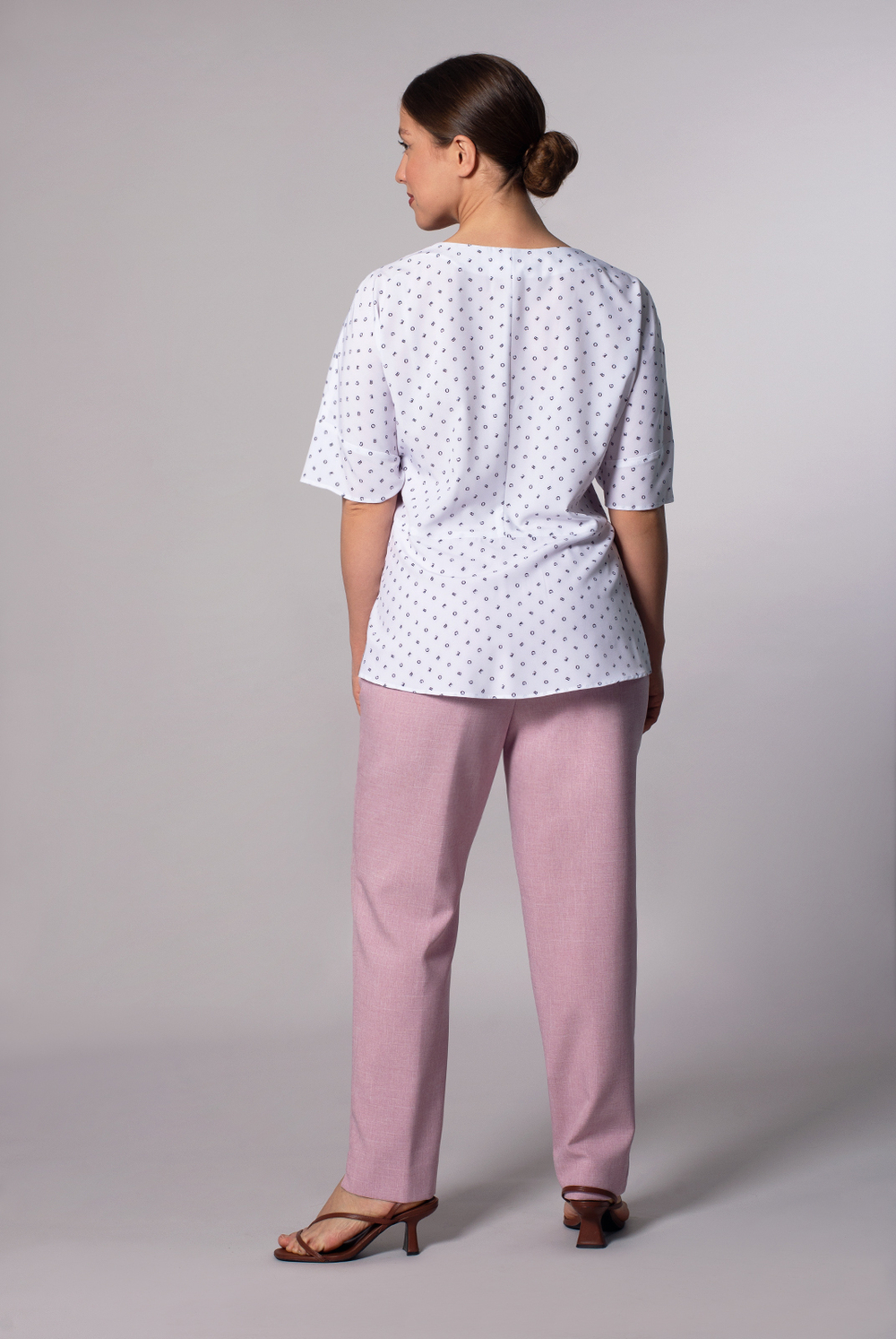 Блузка женская 4253ВП, белый алфавит #176Беа094253ВП