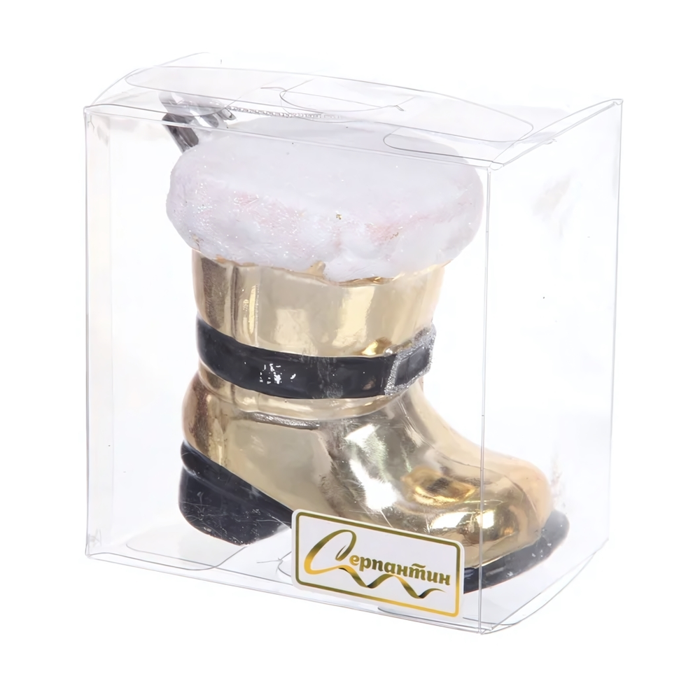 Елочная игрушка "Новогодний сапог" 8*5*8,5 см, Шампань (Серпантин)