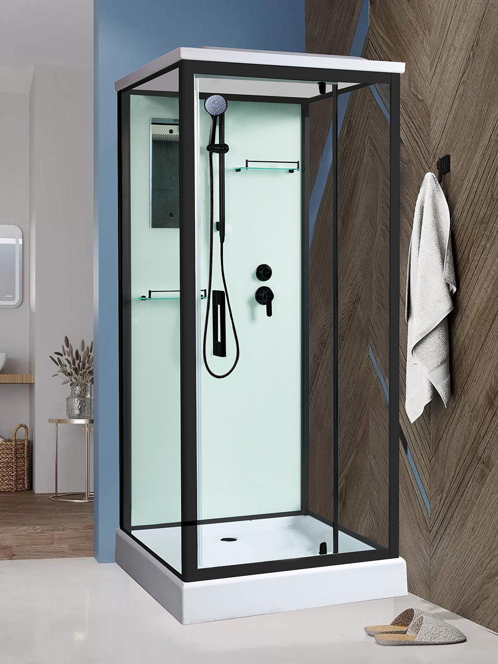 Душевая кабина RIVER TANA 90 BL   90х90х217 10000013909 Универсальная Квадратная