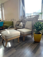 Лаунж-кресло плетеное с высокой спинкой и пуфом Tagliamento Mali, натуральный