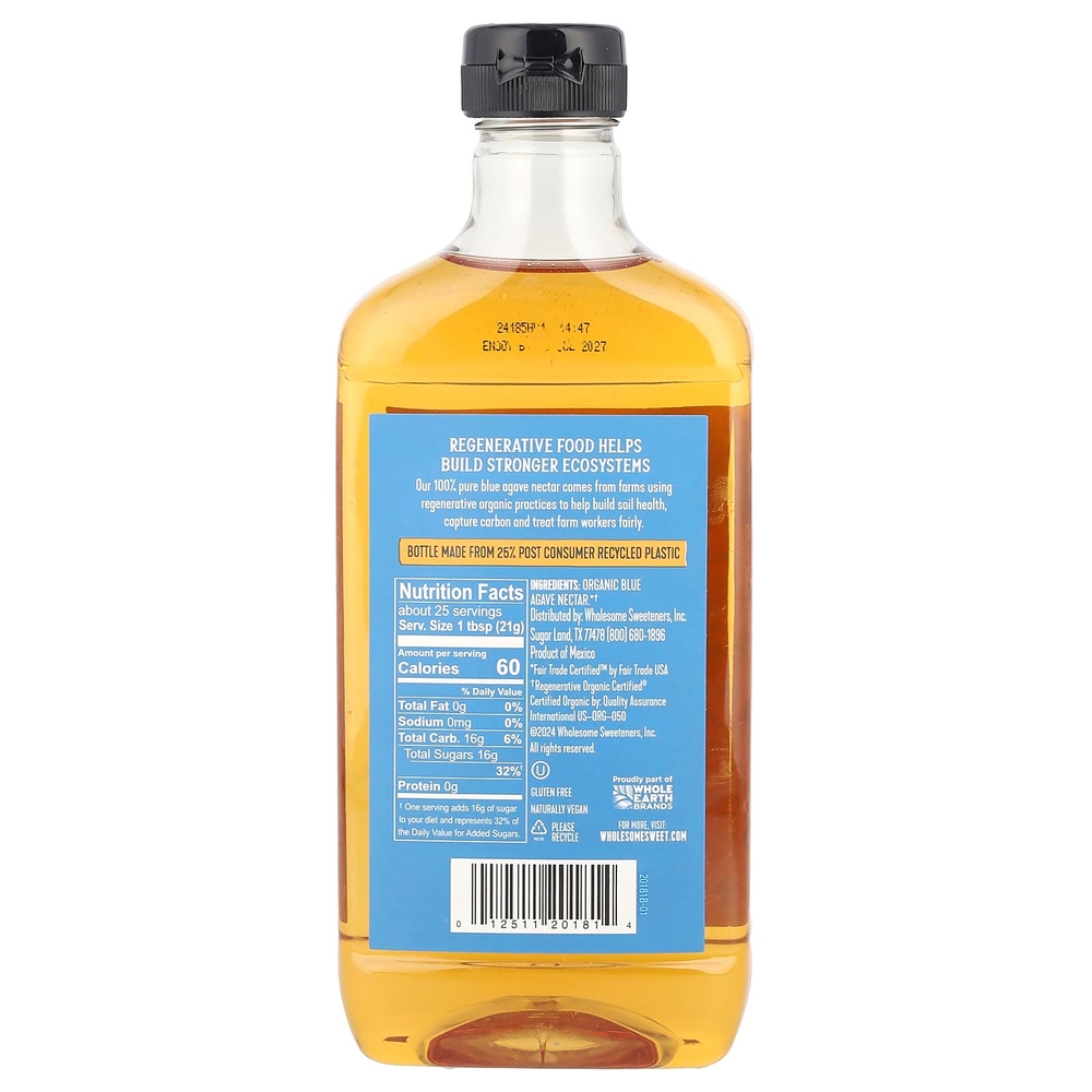 Wholesome Sweeteners, Органический нектар из голубой агавы, 525 г (18,5 унции)
