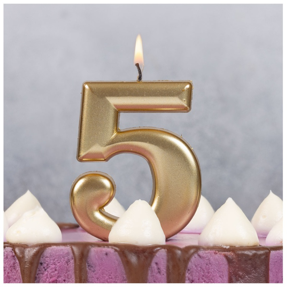Свечи-цифры Золотые, 8 см