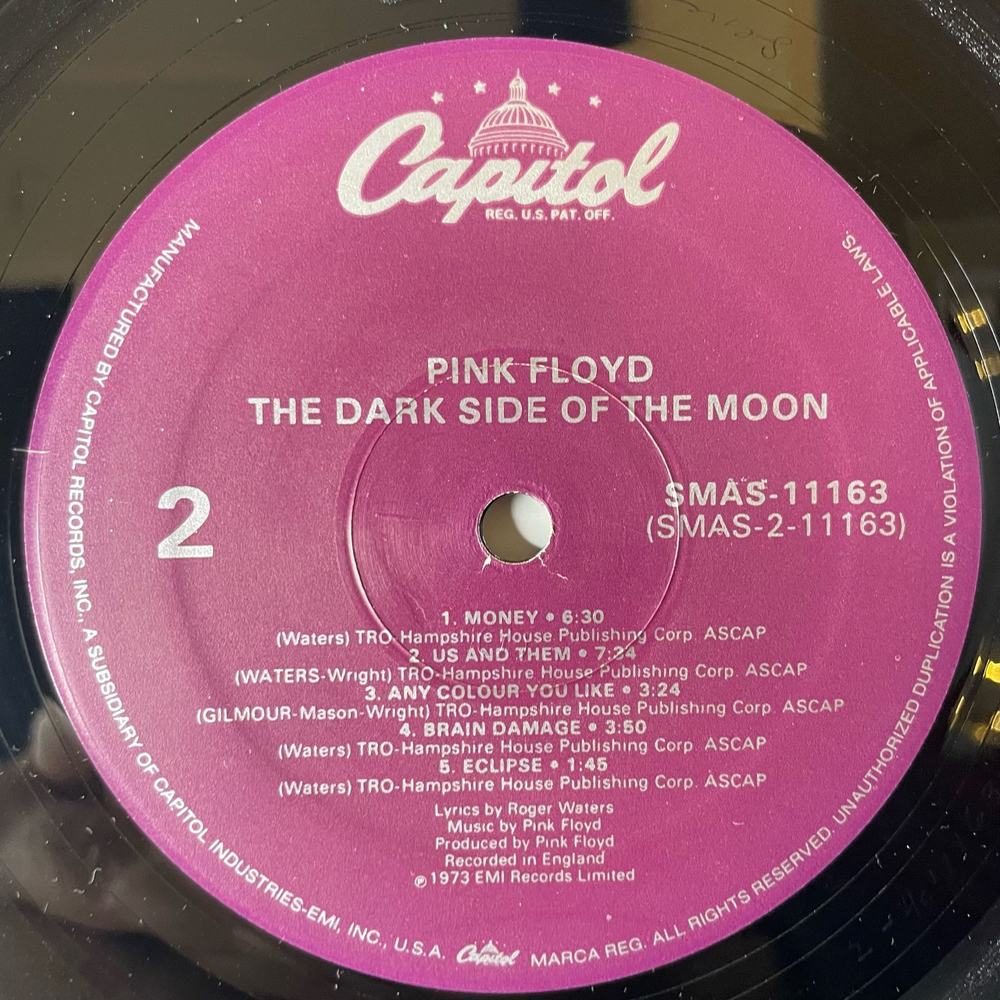 Винтажная виниловая пластинка LP Pink Floyd The Dark Side Of The Moon (США 1988) (Полный Комплект, 2 Плаката, 2 Открытки)