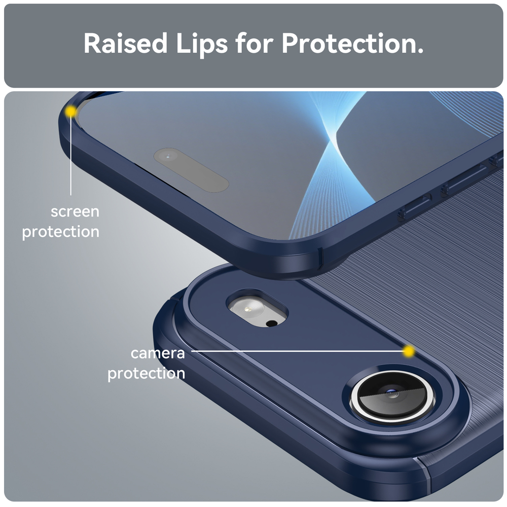 Чехол синего цвета с дизайном в стиле карбон на iPhone Air, мягкий отклик кнопок, серия Carbon от Caseport