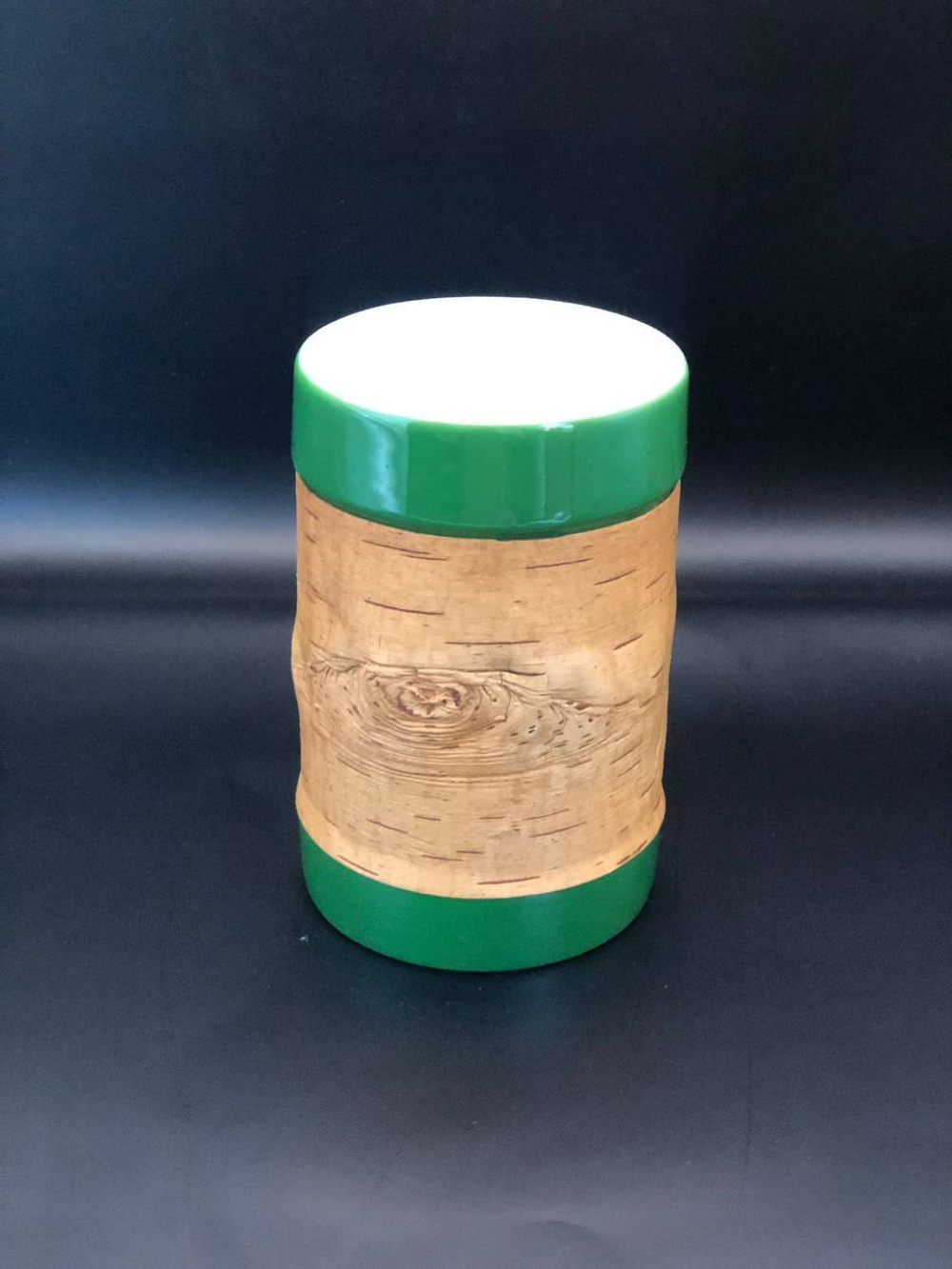 Кружка большая фарфоровая без ручки с берестой. Коллекция Log (Бревно)