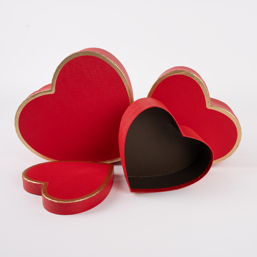 Коробка Сердце, Золотая кайма, Красный, 22*20*9 см