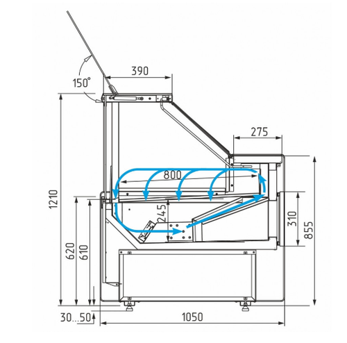 Холодильная витрина CARBOMA BAVARIA 3 GC111 VV 3,75-1 динамика без боковин