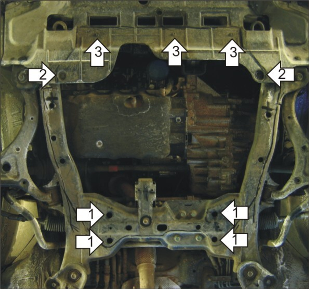 Защита картера Двигателя, КПП. 2 мм, Сталь. для KIA Grand Carnival 2005-2014, KIA Carnival 2006-2014 MOTODOR.01024