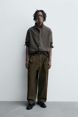 ZARA ДЖИНСОВАЯ РУБАШКА, ЗЕЛЕНЫЙ/СЕРЫЙ