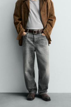 ZARA ДЖИНСЫ RELAXED STRAIGHT FIT - LIMITED EDITION, СЕРЫЙ