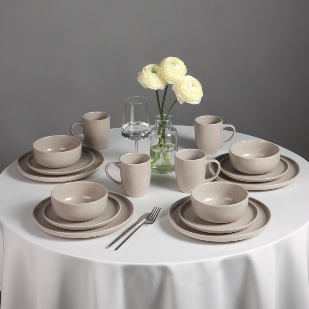 MILLIMI Набор стол.посуды 16пр(тар26см*4, тар20см*4, салатн14см*4, кружка340мл*4) керамика, бежевый