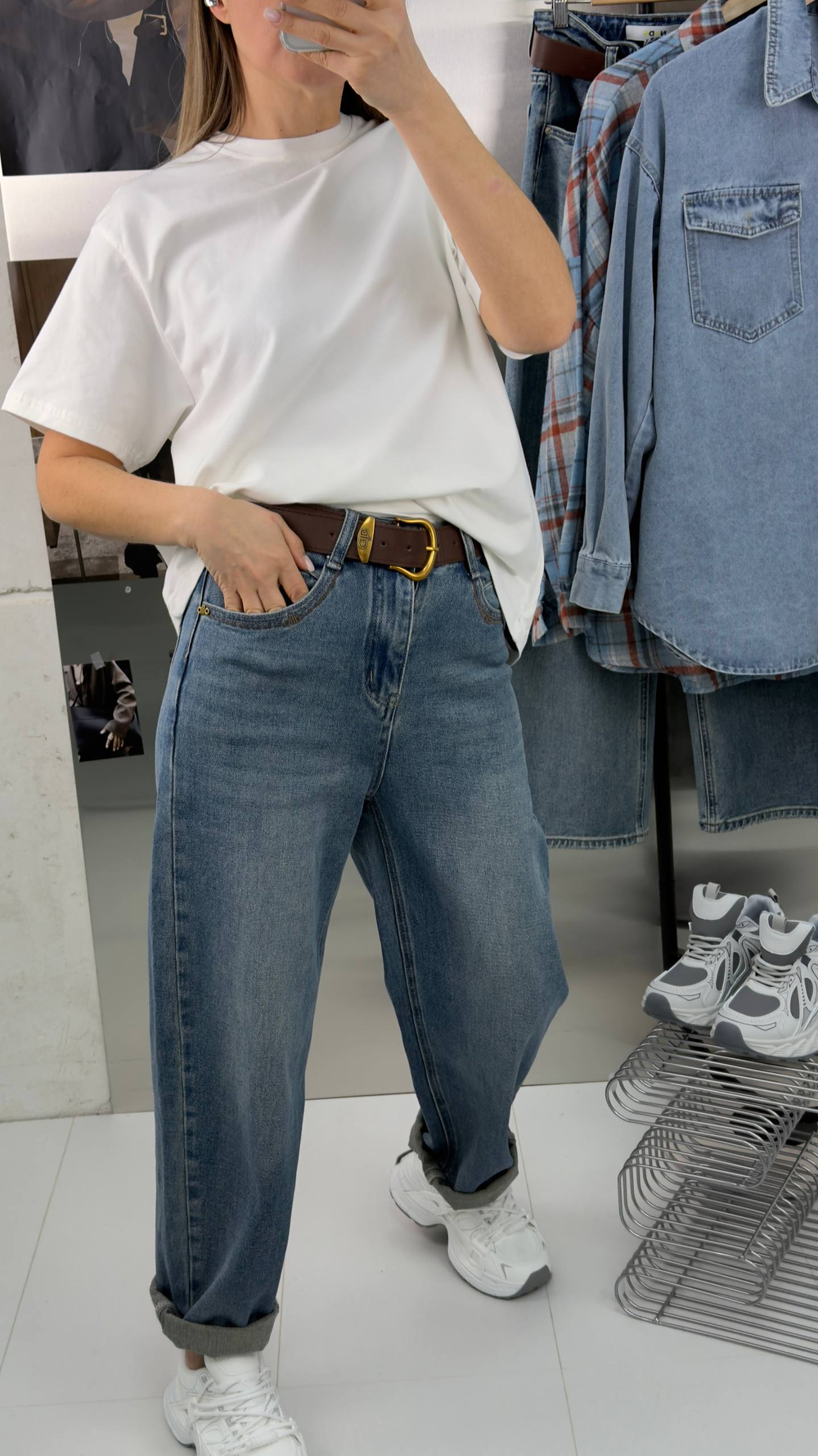 Брюки джинсовые женские арт. 73678 цвет "тёмно-голубой"