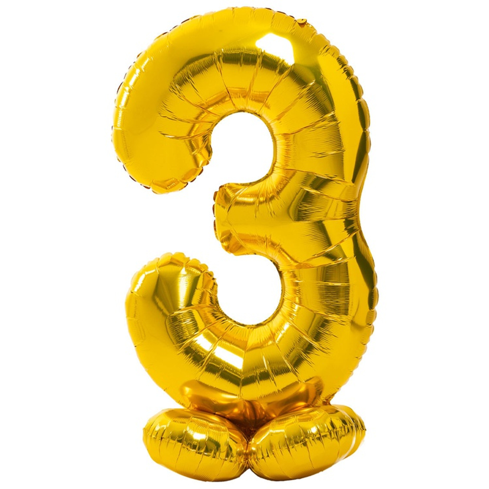 Шар фольгированный Цифра 3 165 см (Золотой)