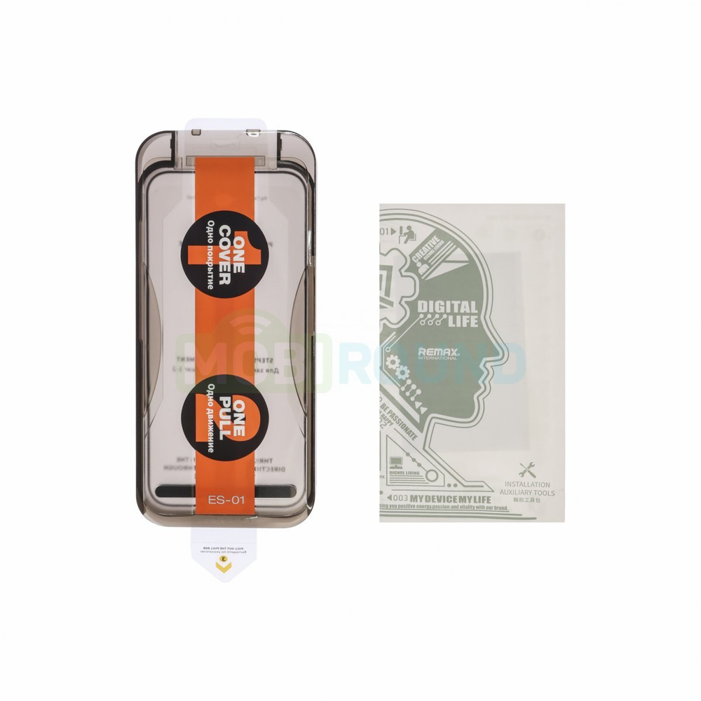 Защитное стекло Remax ES-01 для iPhone Air, с аппликатором для установки (С черной рамкой)