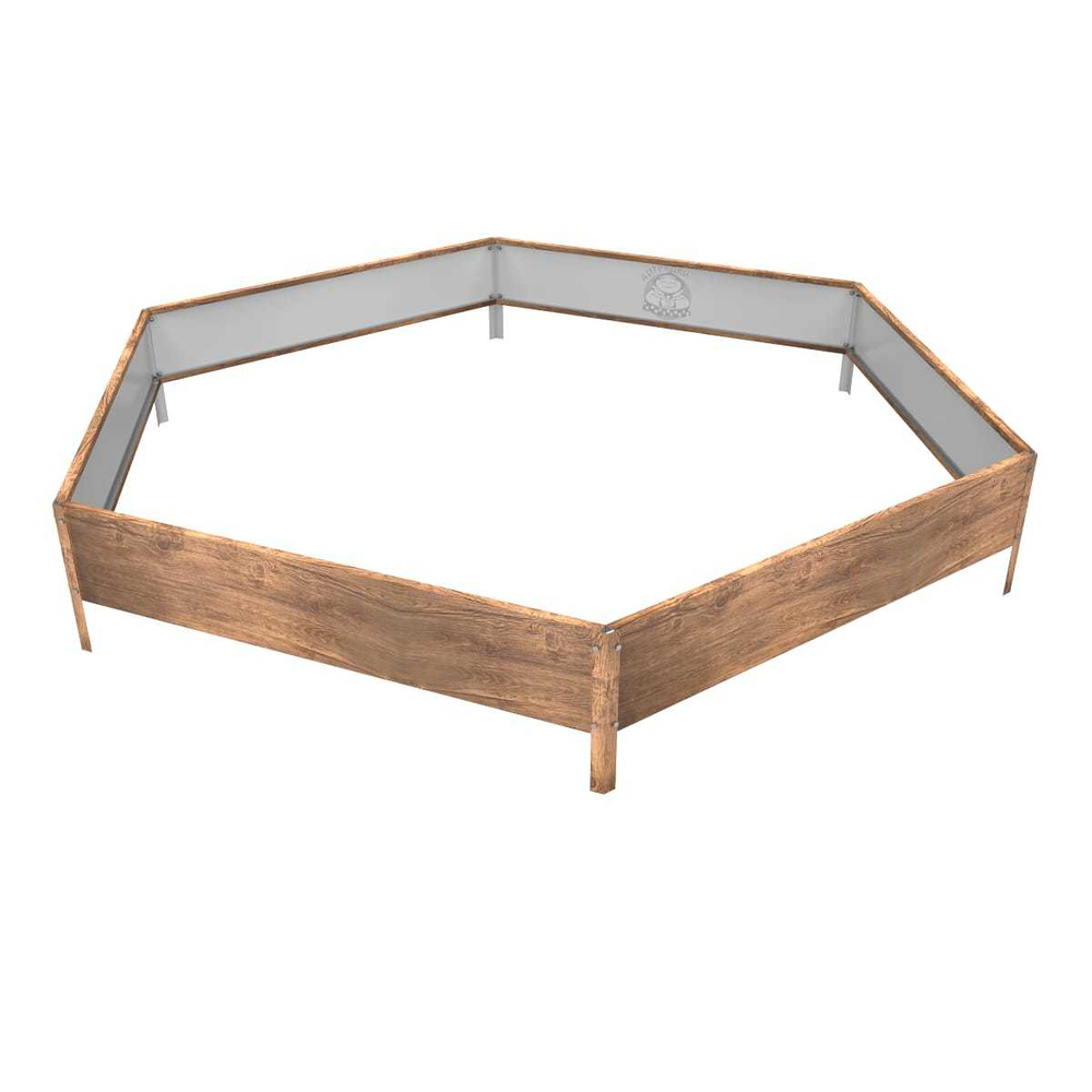 Клумба многоугольная оцинкованная с ножками 1 ярус Темное дерево