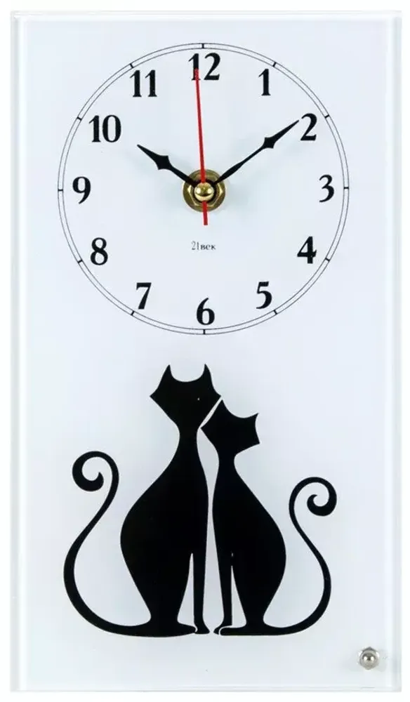 Часы 21 Bek настольные 1322-08  вертикальные, белые, &quot;Влюбленные котики&quot;