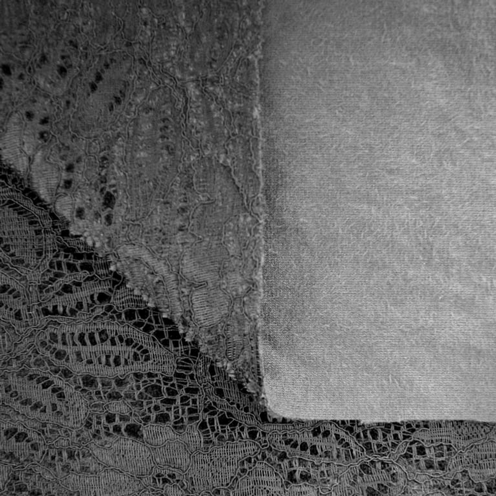 Ткань Кружево корд на меху, 150 см, чёрный