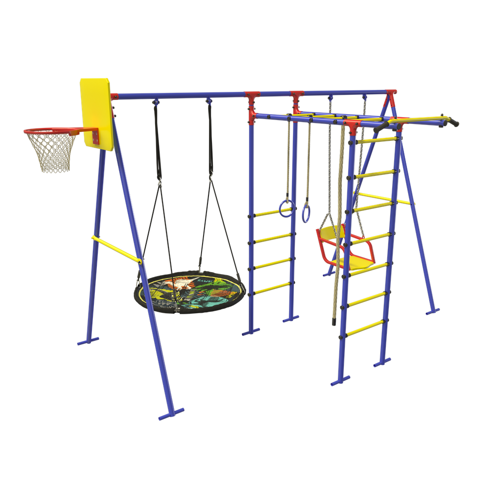 Уличный комплекс с двумя качелями синий