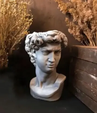 Кашпо-фигура из гипса «Голова Давида» 45см бетон