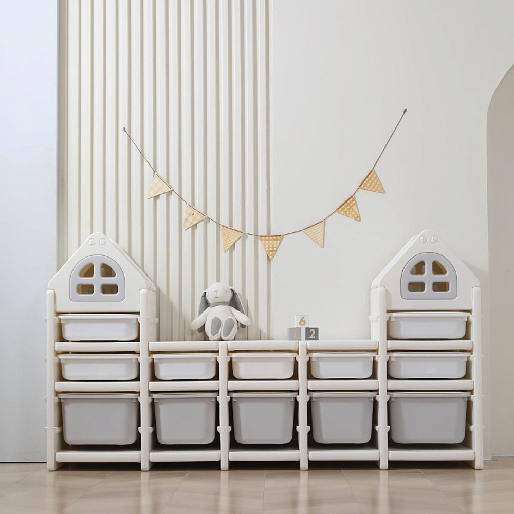 Стеллаж для игрушек UNIX Kids 12 ящиков Grey