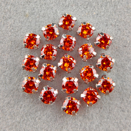 Фианиты шатоны в оправах, Orange/Platinum