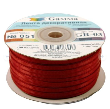 "Gamma" репсовая лента GR-03 3 мм №008 садовая роза