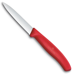 Нож Victorinox для очистки овощей, лезвие 8 см волнистое, красный