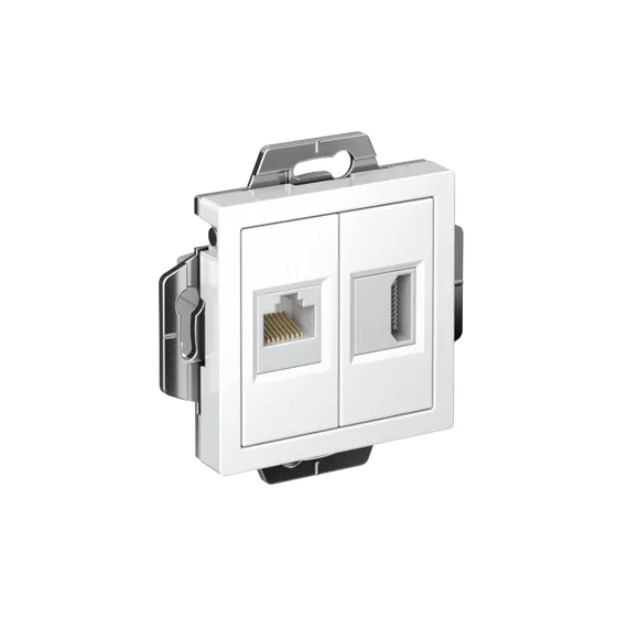 Розетка 2-м СП AtlasDesign HDMI + RJ45 кат.5E механизм бел. SE ATN000182
