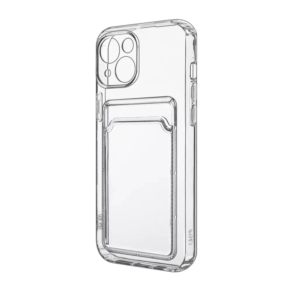Накладка iPhone 14 Pro Max силикон прозрачный с отделом для карт