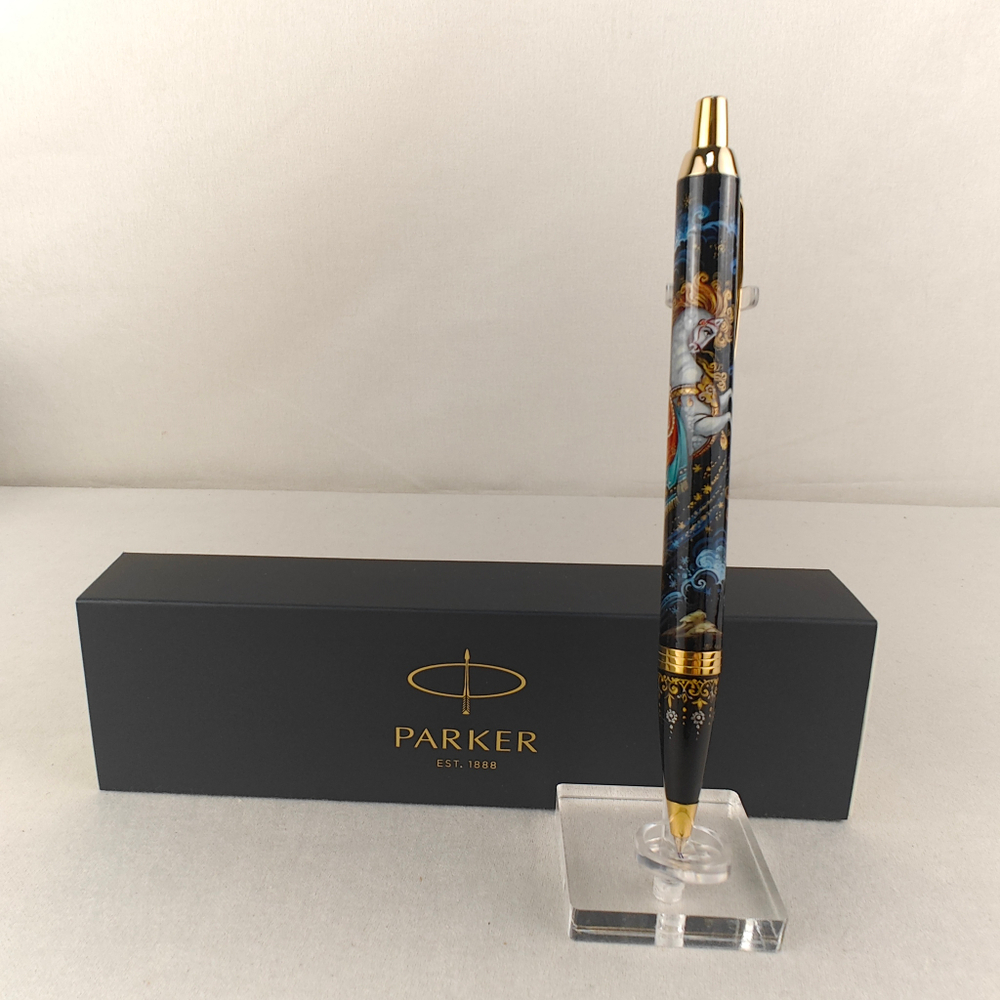 Ручка шариковая Parker "Сказочный конь" белый с ручной росписью в коробке