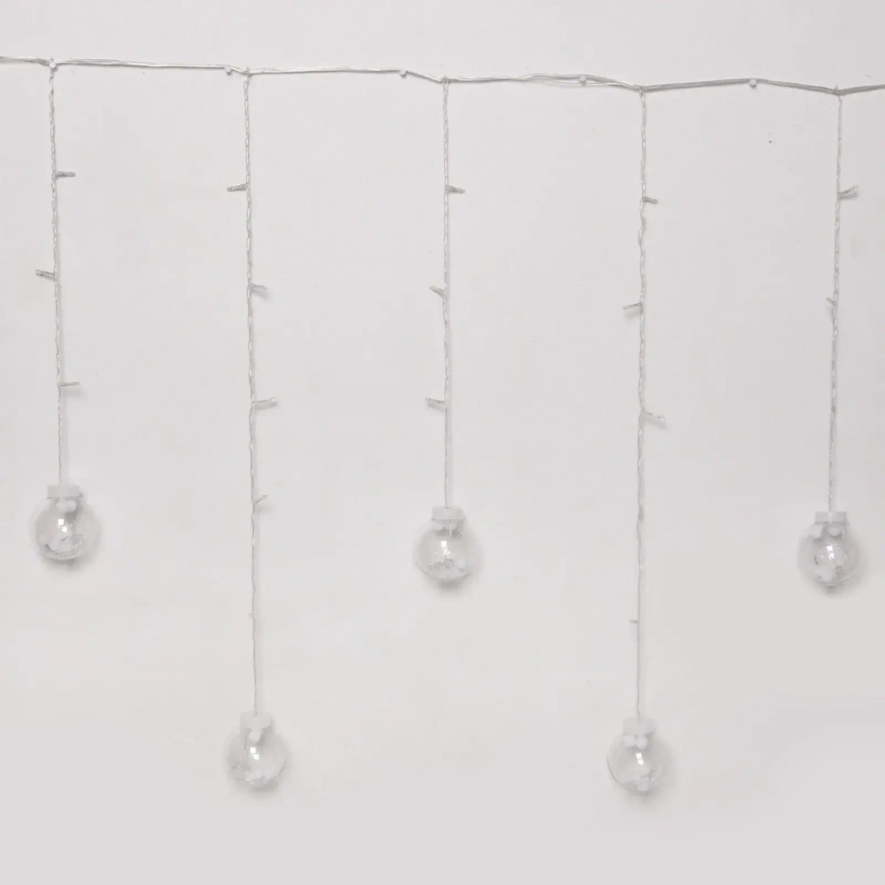 Гирлянда для дома БАХРОМА «Снежный шар» ш2,5 м* в0,6/0,8м 108 лампы LED, d-8 см, 8 реж. IP-20, Белый (возможность соединения)