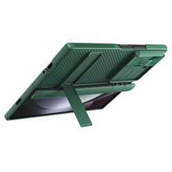 Усиленный чехол зеленого цвета (Dark Green) от Nillkin для Samsung Galaxy Z Fold 6 5G, серия CamShield Fold Case-Bracket Version (версия с подставкой)