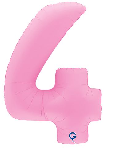 Шар (40''/102 см) Цифра, 4, Розовая Сакура, Матовый, 1 шт.