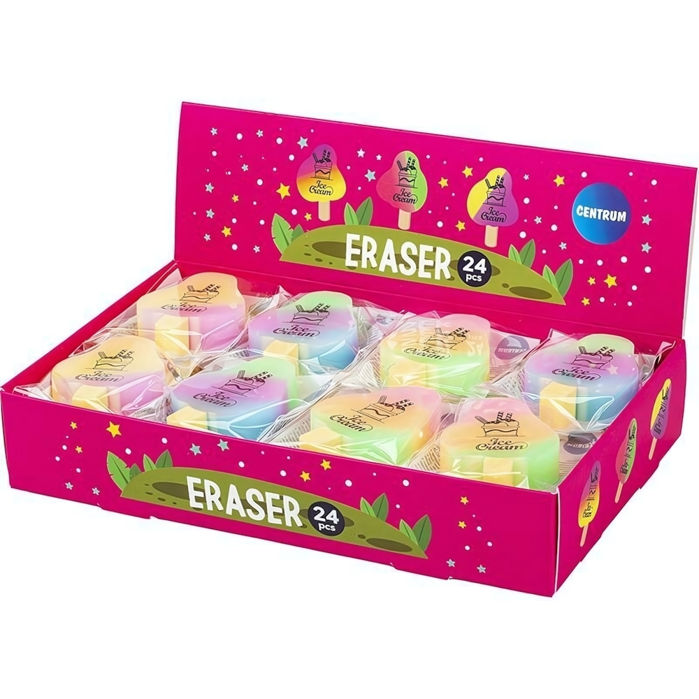 Ластик 5,4*3,7*1,2см. синтетический каучук "Ice cream" ПВХ-пакете (Центрум)