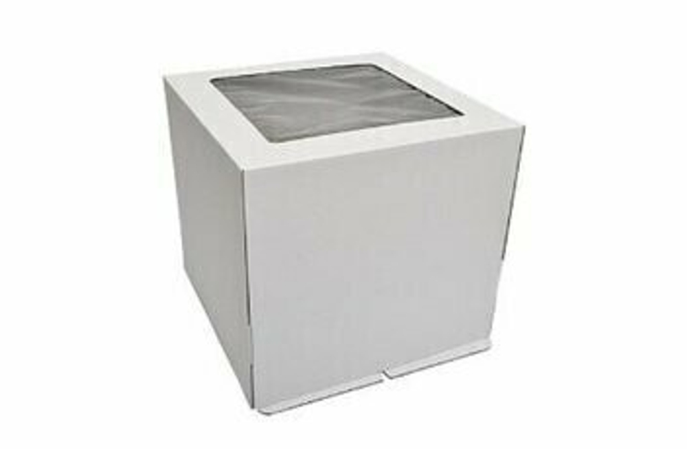 Коробка усиленная для торта гофрокартон с окном 30х30х30 см