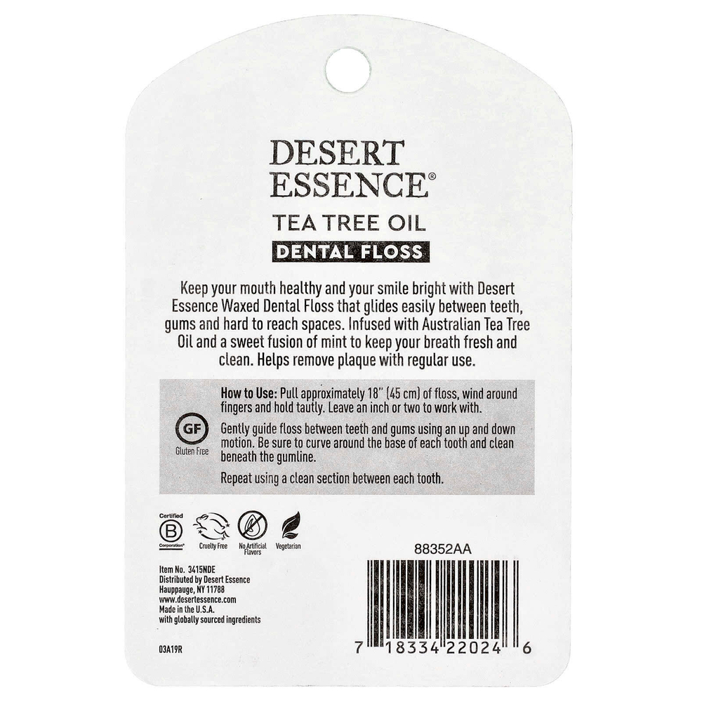 Desert Essence, Зубная нить с маслом чайного дерева, вощеная, 45,7 м (50 ярдов)
