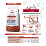 Сухой корм для взрослых собак мелких пород из ягненка с рисом и картофелем Monge Dog Speciality Line Monoprotein Mini 7,5кг