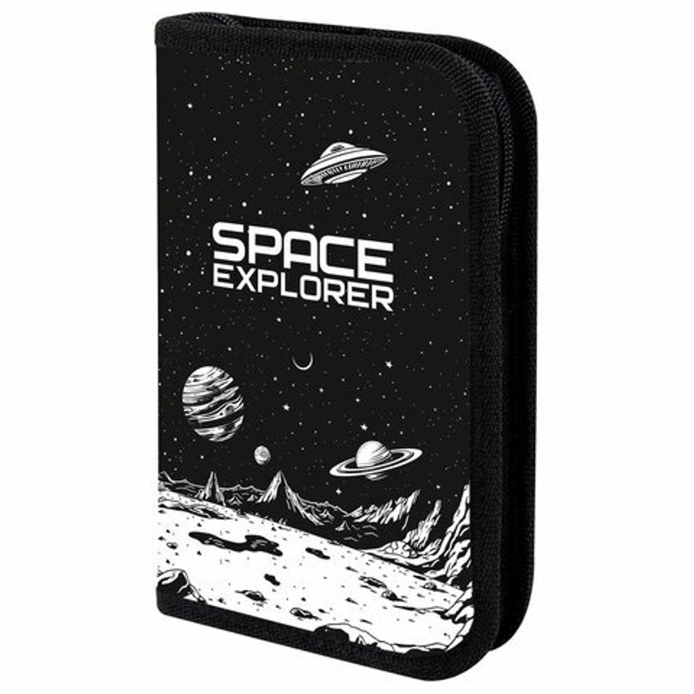 Пенал ПИФАГОР, 1 отделение, ламинированный картон, 19х11 см, "Space invader", 273469