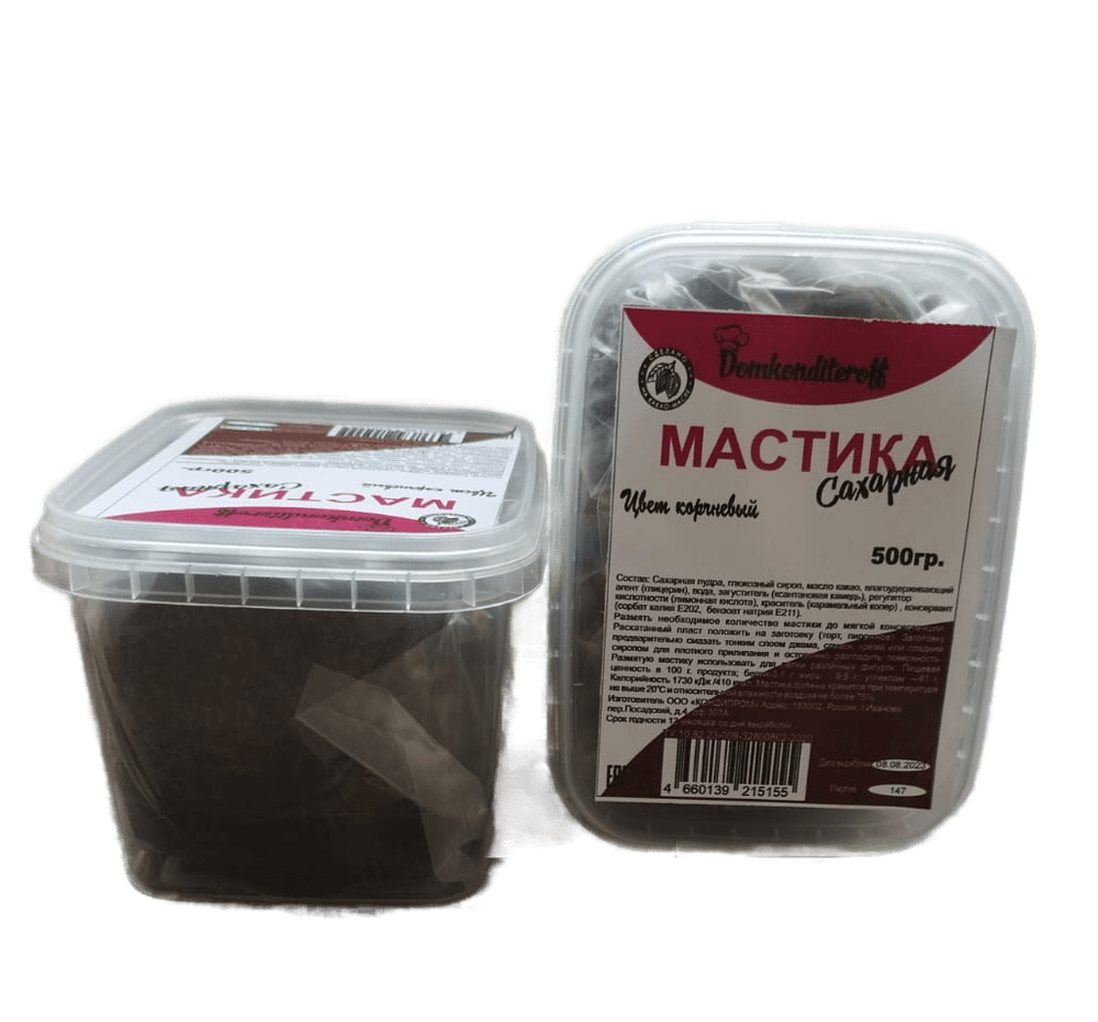 Мастика на какао масле Domkonditeroff 0.5 кг коричневая