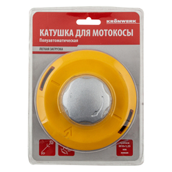 Катушка для мотокосы, полуавтомат.,легкая загрузка лески, гайка M10x1,25, алюм.кнопка Kronwerk