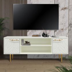 Тумба под ТВ Арт Колор leaves 155см Стайл Голд Белый опал