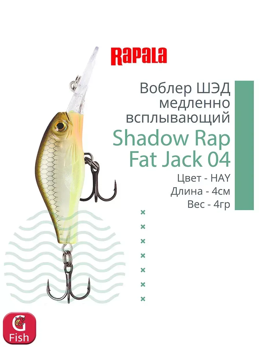 Воблер Shadow Rap Fat Jack 04, 4см, 4гр, цвет BG