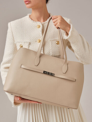 Кожаная сумка Bossy DBR 31382 бежевая пудра