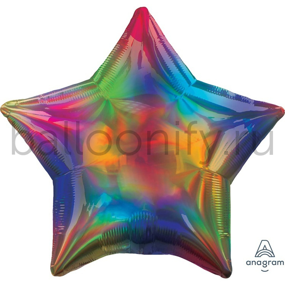 Фольгированная фигура, звезда, 19"/48СМ Переливы Радуга