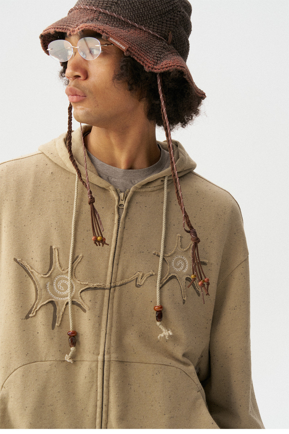 Худи Nothomme Monterest vintage variegated textured curved silhouette hooded