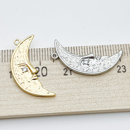 Подвеска Месяц, цвет золото, фианит, размер 27*9 мм, цена за 1 шт